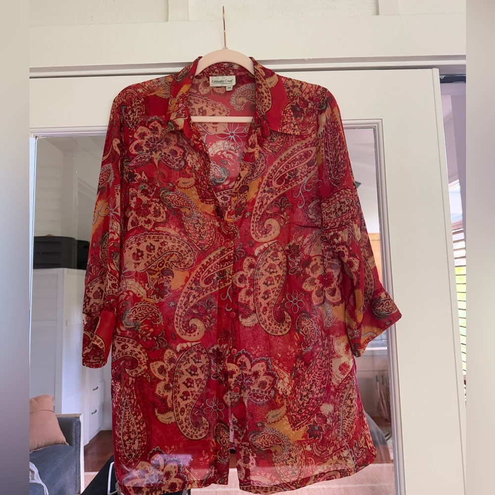 Coldwater Creek Red Paisley Blouse